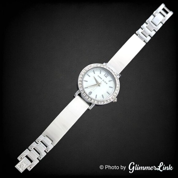 Anne Klein AK1443 White Ceramic Collection Clear Crystals Ladies Watch - Picture 8 of 14
